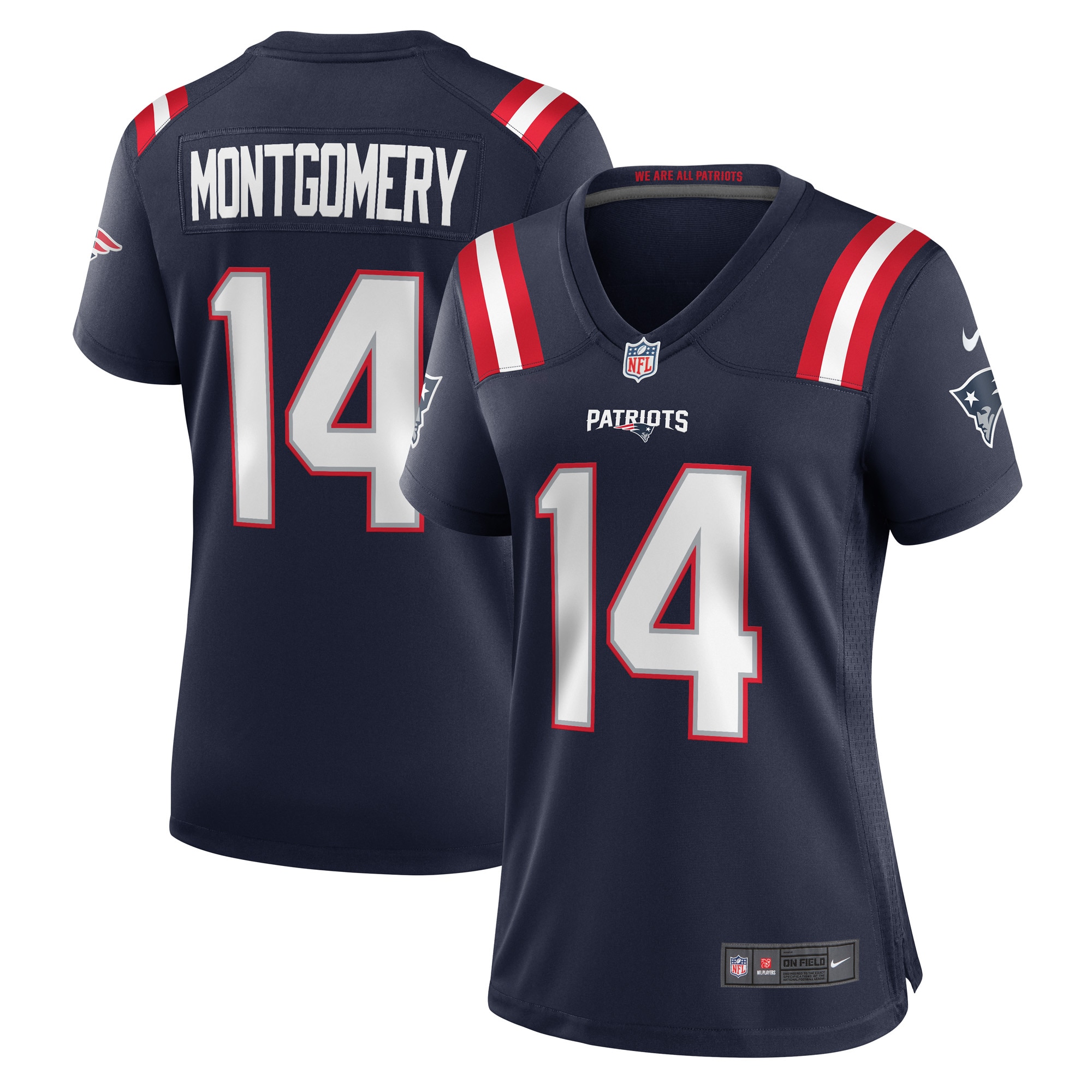 New England Patriots Ty Montgomery Navy Player Game NFL Jersey Women's