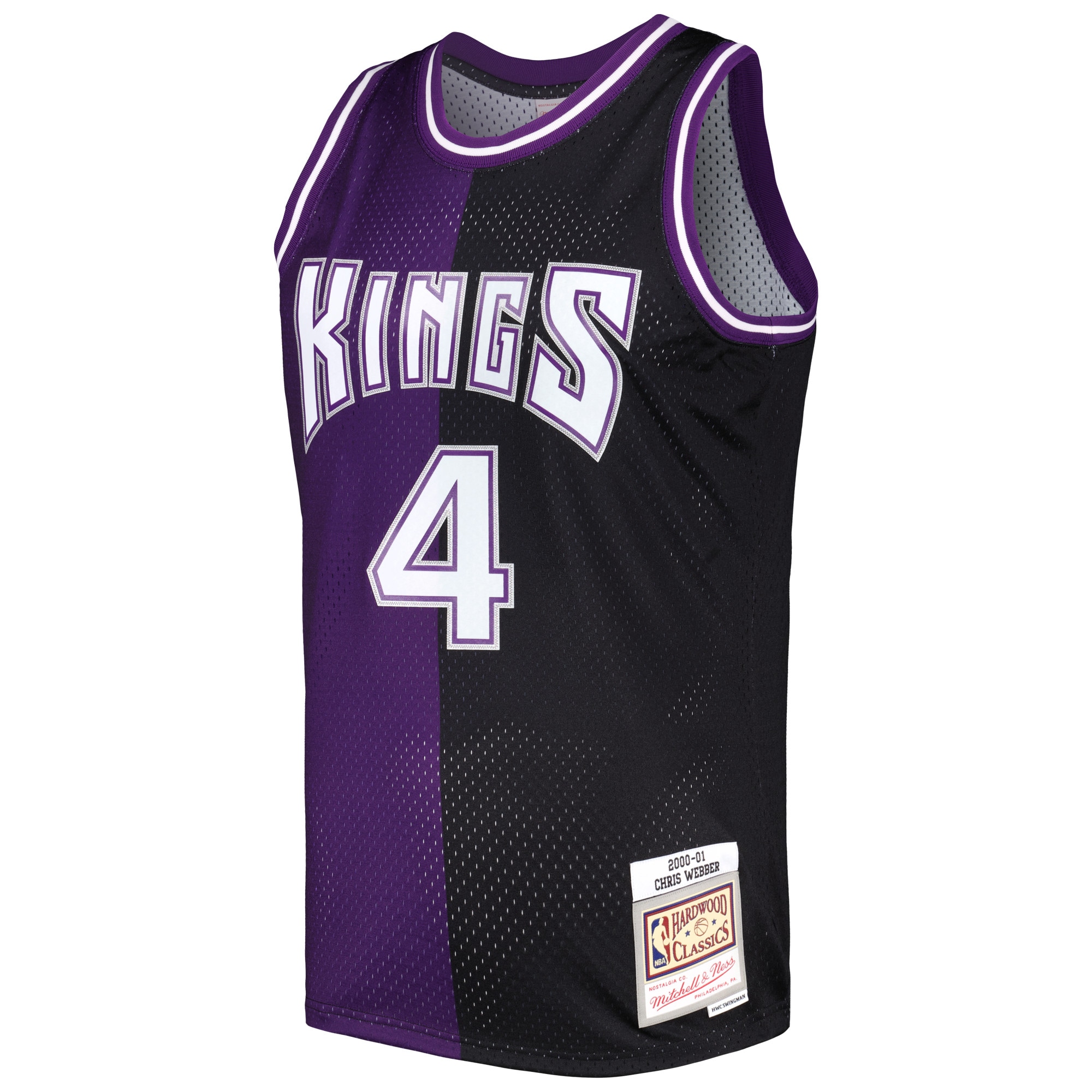 Mitchell Ness Chris Webber Purple/Black Sacramento Kings Hardwood Classics 2000/01 Split Swingman NBA Jersey Men's
