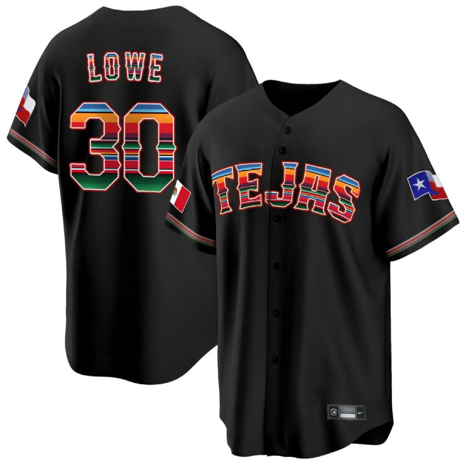 Nathaniel Lowe 30 Texas Rangers Mexican Collection Black MLB Jersey Men's