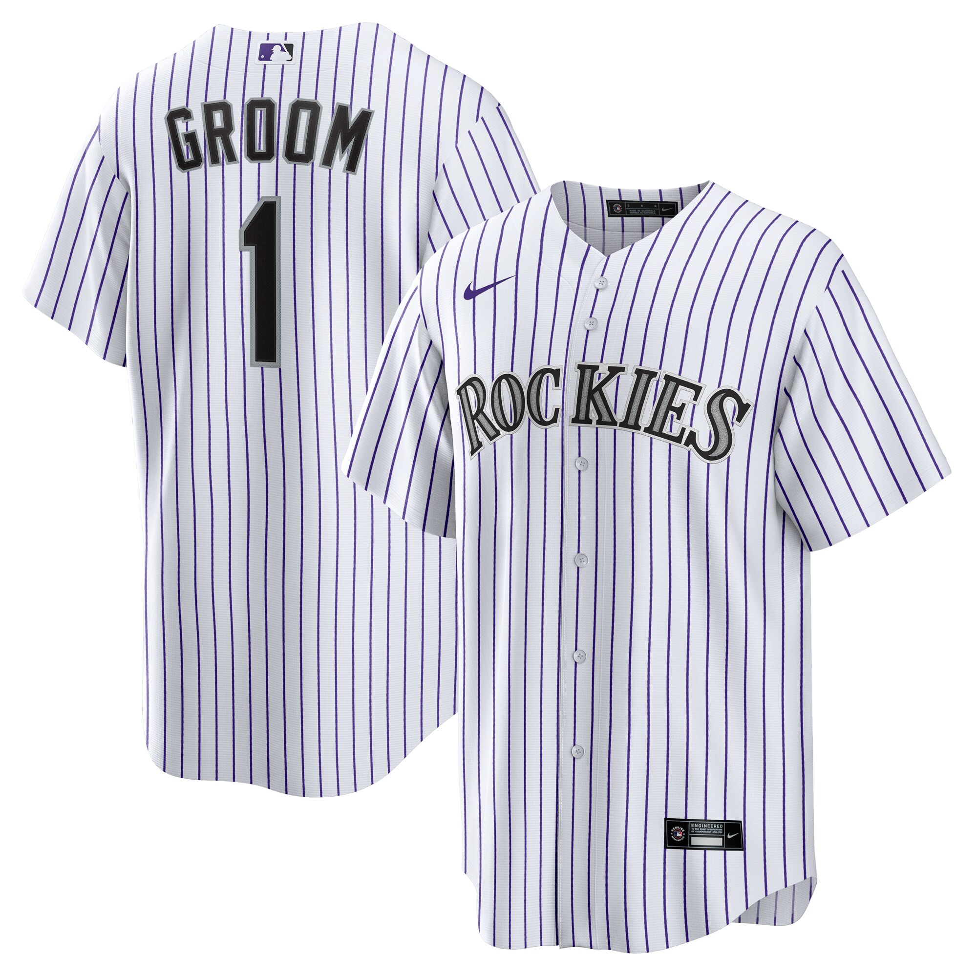 Colorado Rockies White #1 Groom Home MLB Jersey Men's