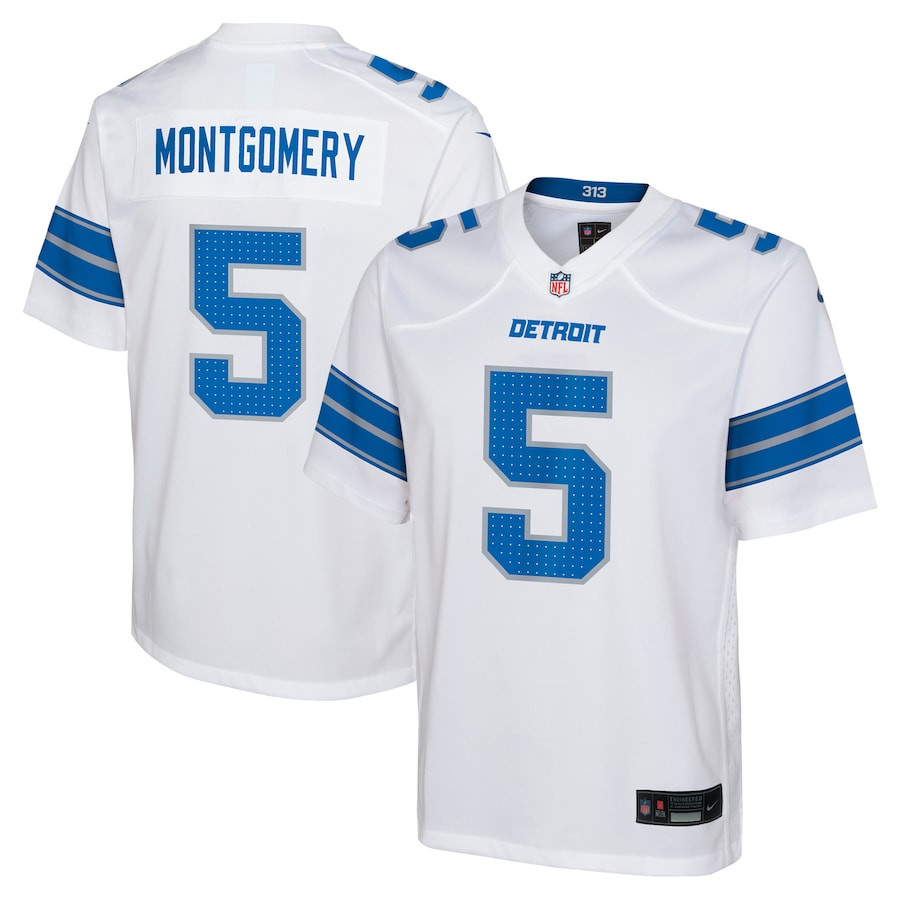 David Montgomery 5 Detroit Lions Player Game White NFL Jersey Youth