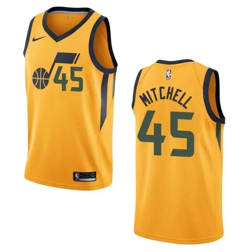 Utah Jazz 45 Donovan Mitchell Statement Swingman Yellow NBA Jersey Men's