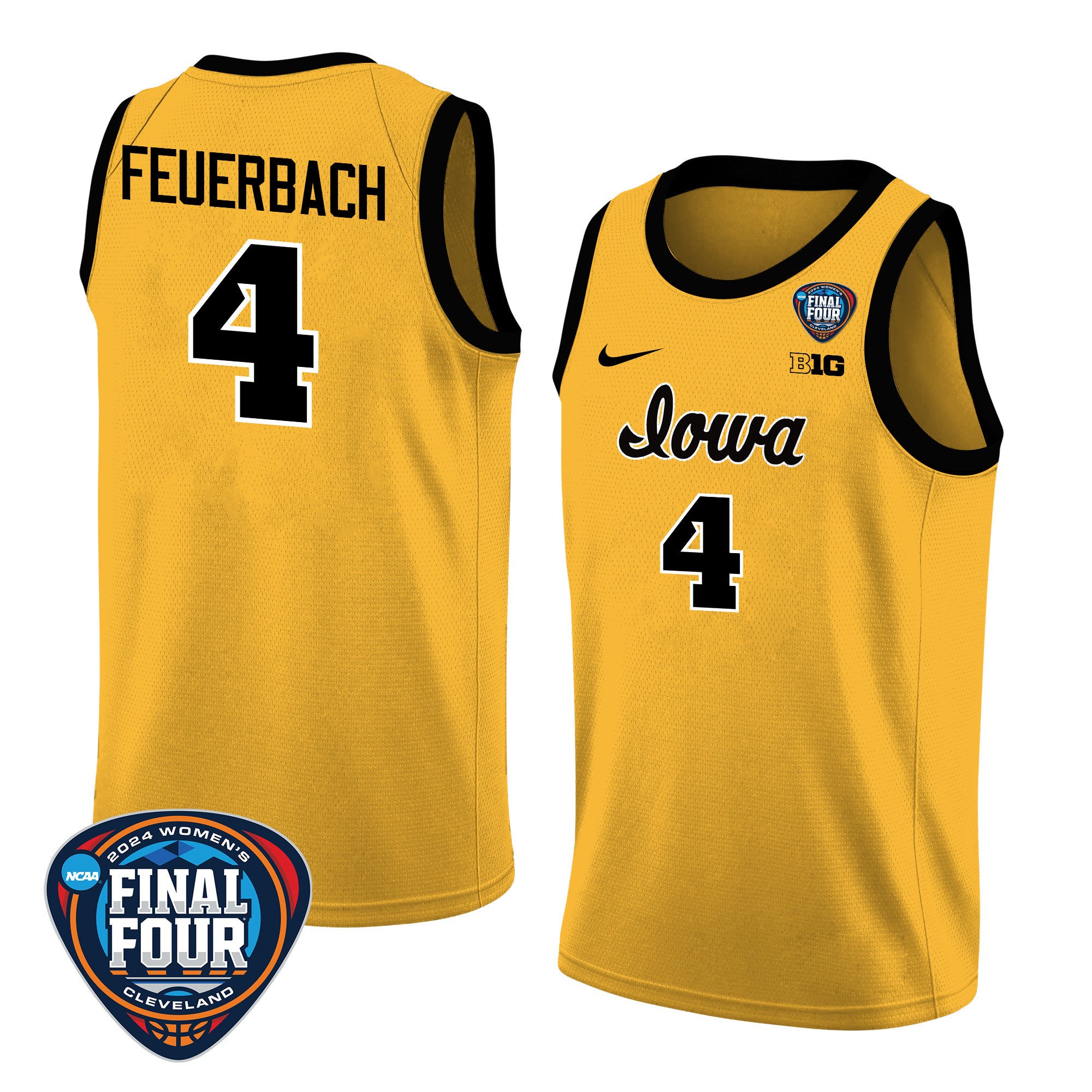 Kylie Feuerbach 4 Iowa Hawkeyes 2024 Final Four Patch Unisex NCAA Jersey Unisex