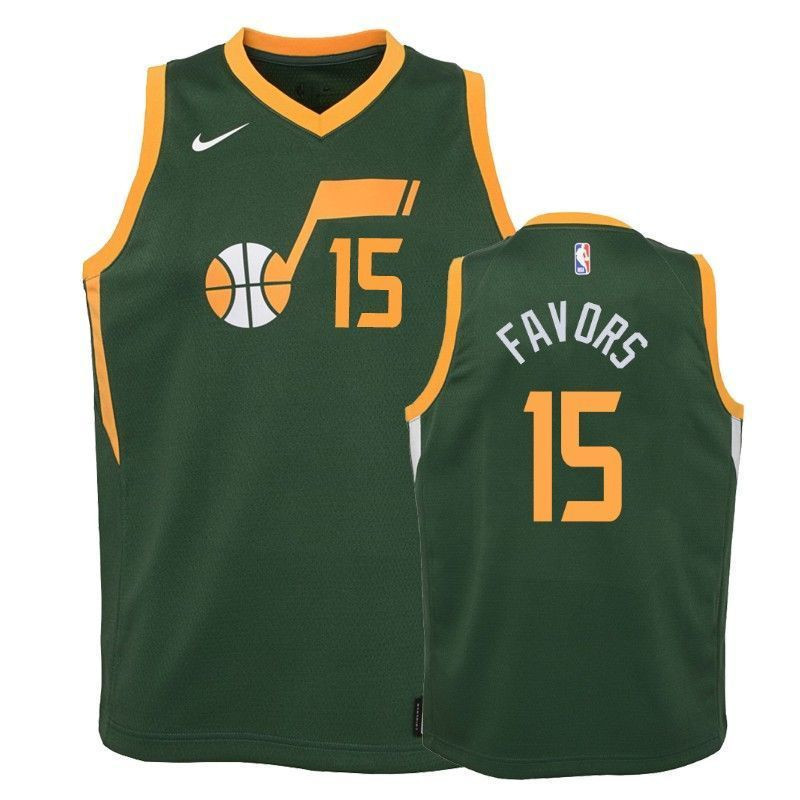 Utah Jazz Derrick Favors 15 Earned Green NBA Jersey Youth