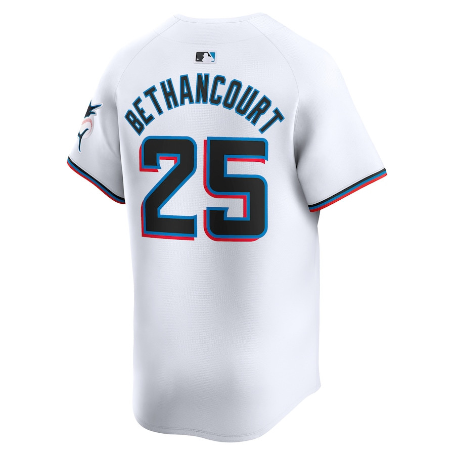 Christian Bethancourt 25 Miami Marlins Home Limited Player White MLB Jersey Men's