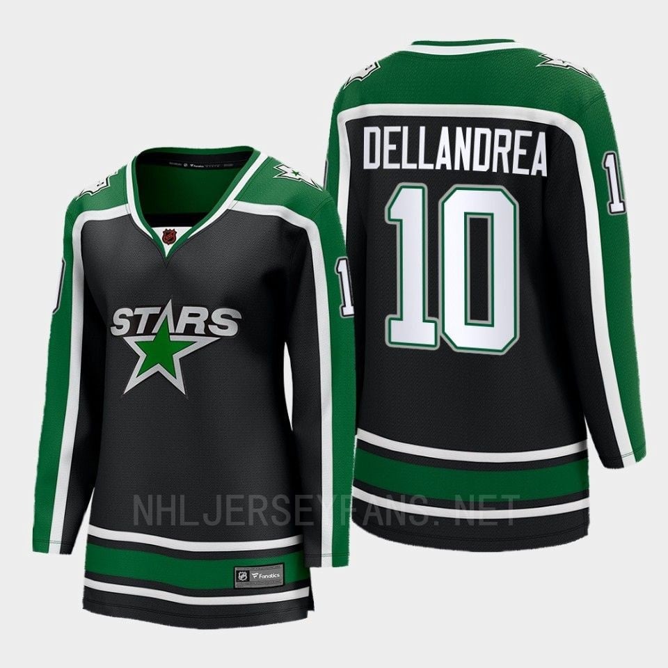 Dallas Stars 10 Ty Dellandrea Reverse Retro Black Equipment, Women NHL Jersey Women's