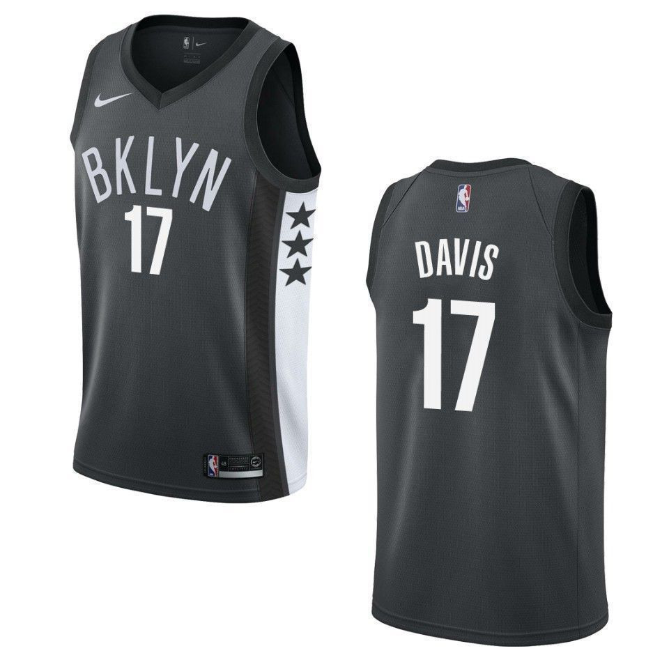 Brooklyn Nets 17 Ed Davis Statement Swingman Black NBA Jersey Men's