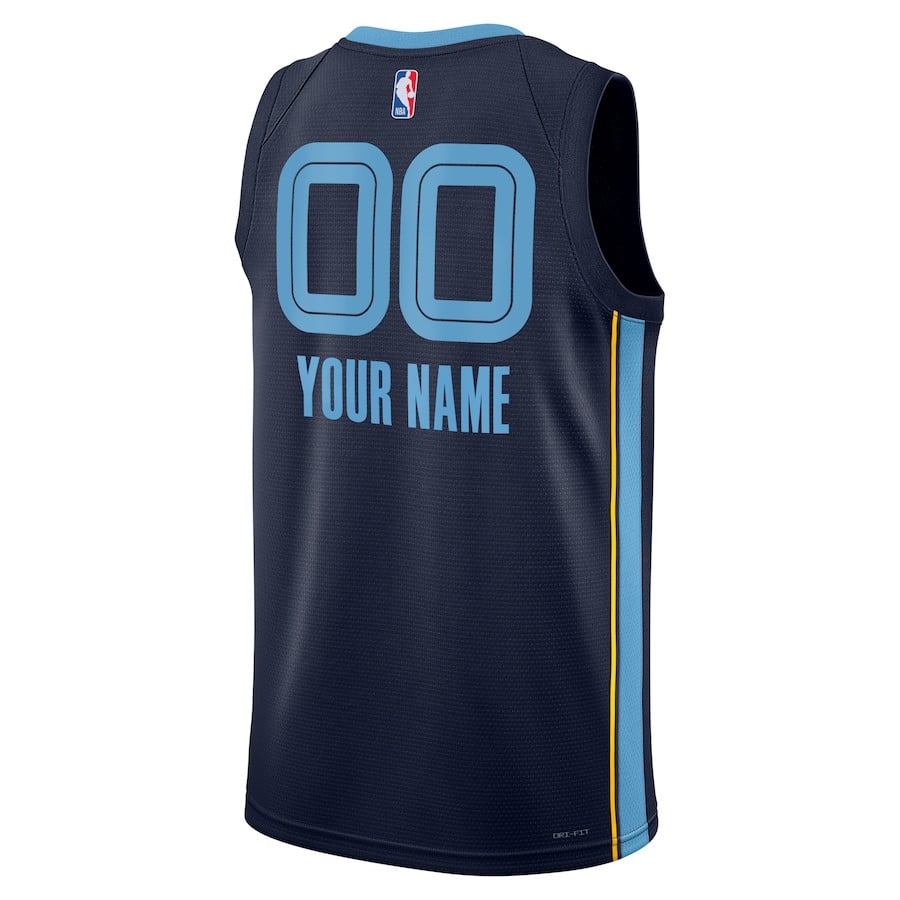 Memphis Grizzlies Unisex Custom Swingman Badge Icon Edition Navy NBA Jersey Unisex