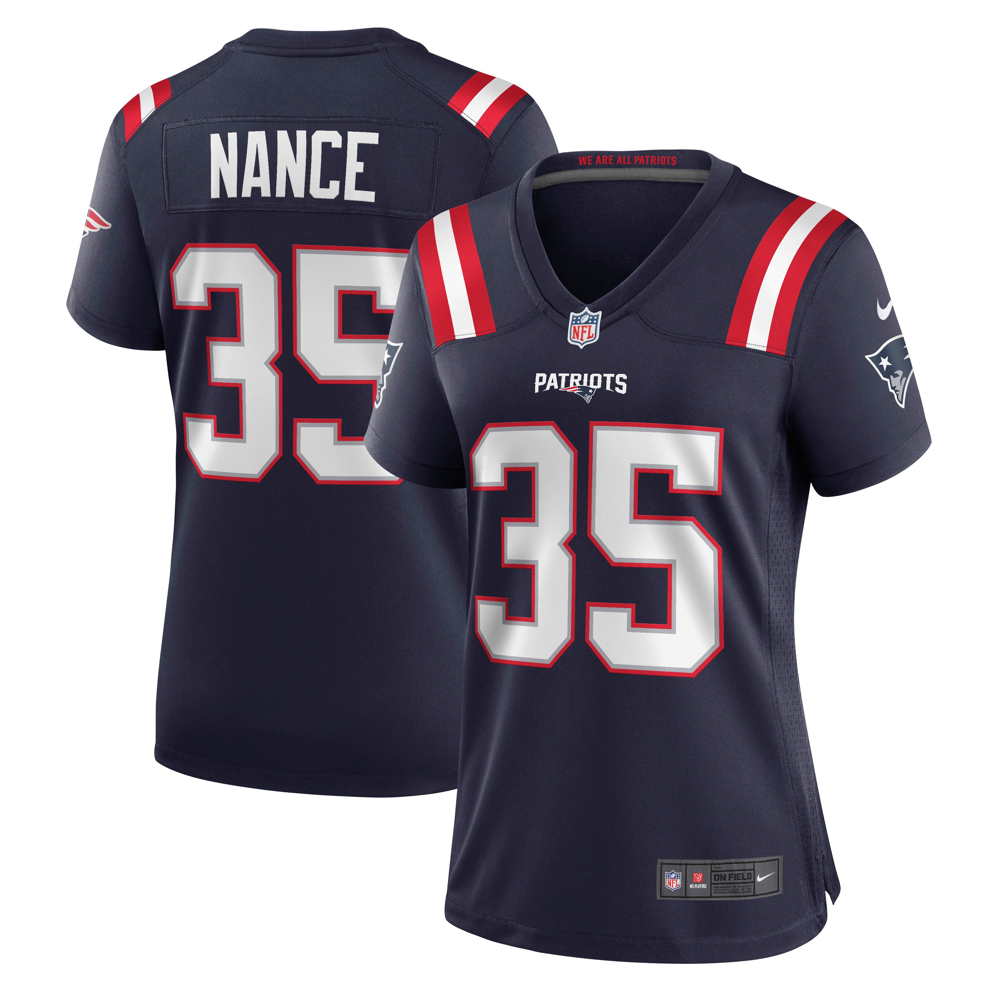 New England Patriots Jim Nance Navy Retired Player NFL Jersey Women's