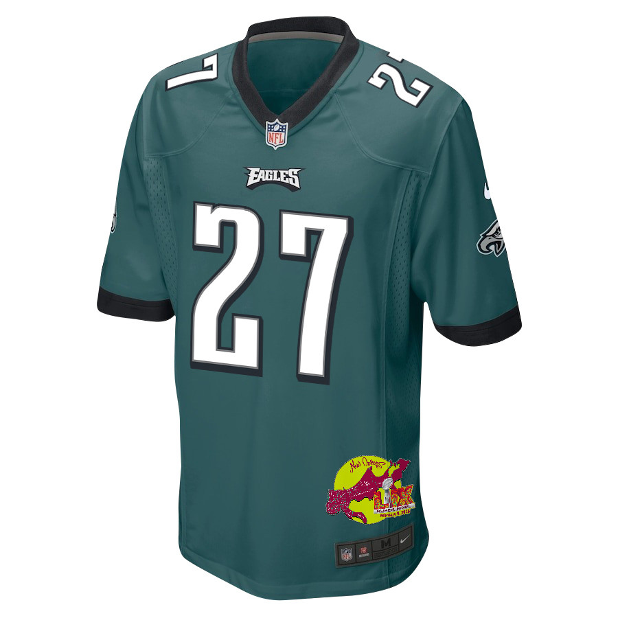 Quinyon Mitchell 27 Philadelphia Eagles Super Bowl LIX New Orleans Patch Game Midnight Green NFL Jersey Men's