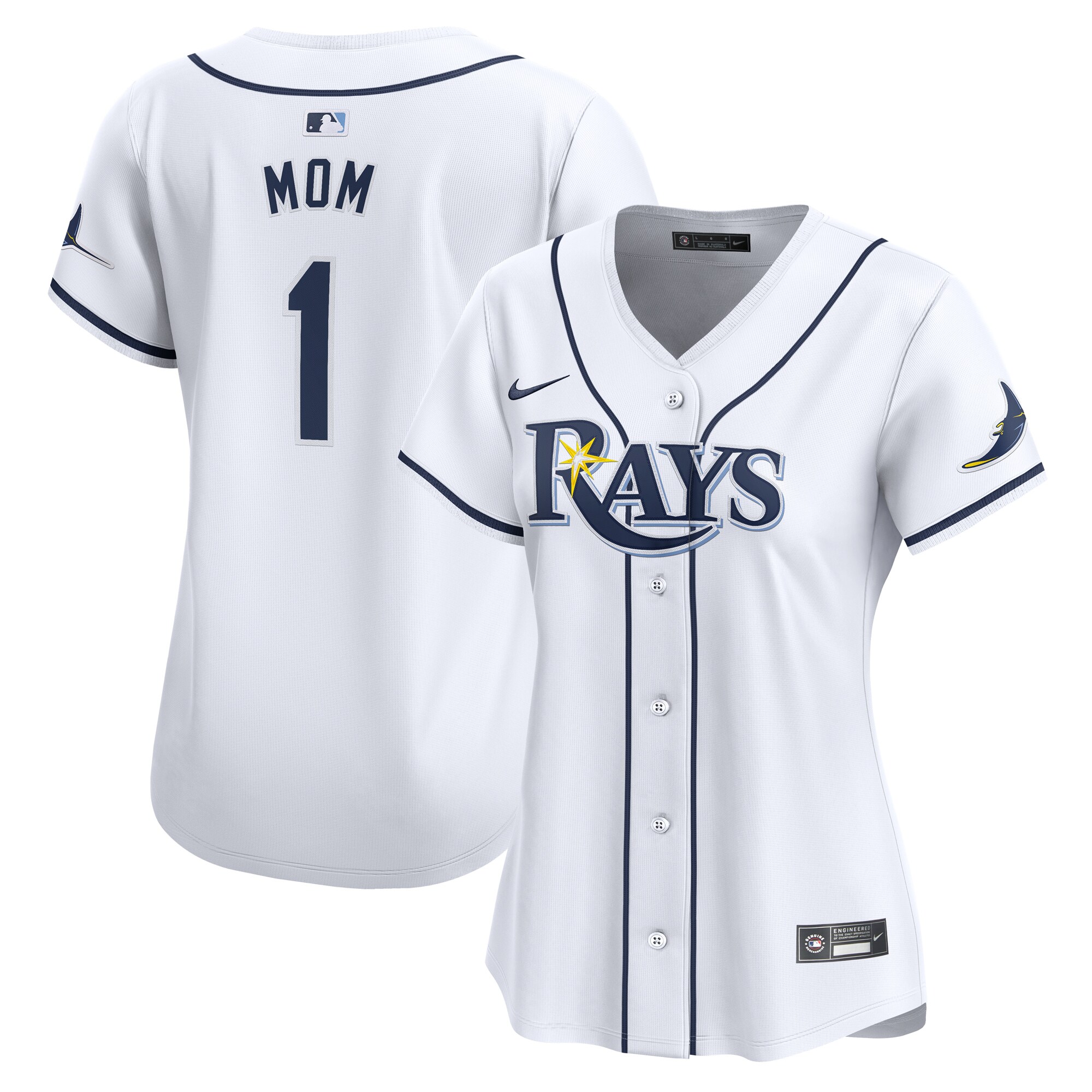 Tampa Bay Rays White #1 Mom Home Limited MLB Jersey Women's