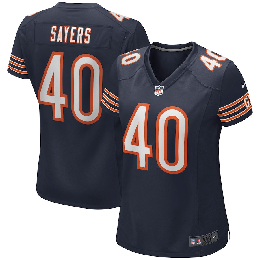 Gale Sayers 40 Chicago Bears Game Retired Navy NFL Jersey Women's