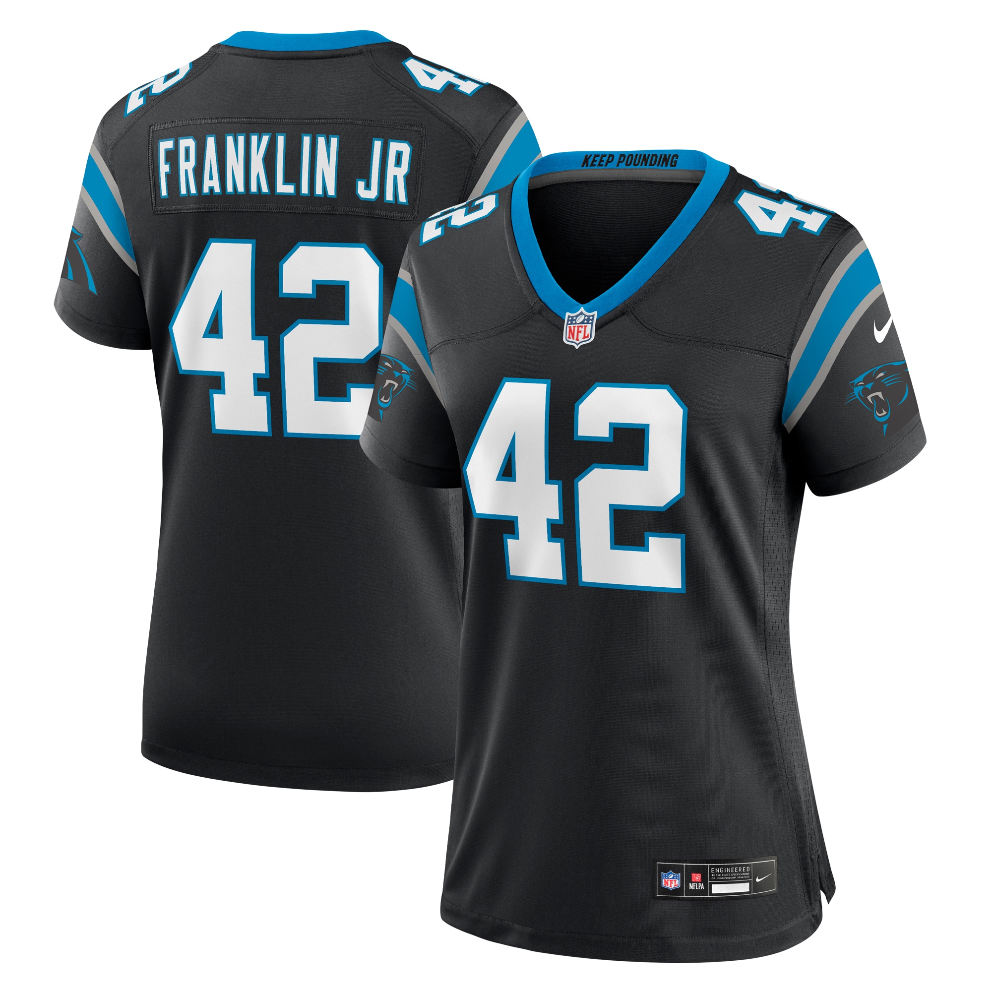 Carolina Panthers Sam Franklin Jr. Black Team Game NFL Jersey Women's