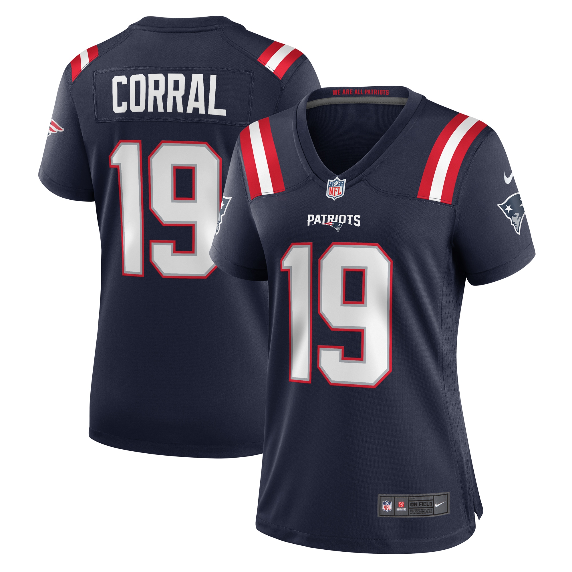New England Patriots Matt Corral Navy Team Game NFL Jersey Women's