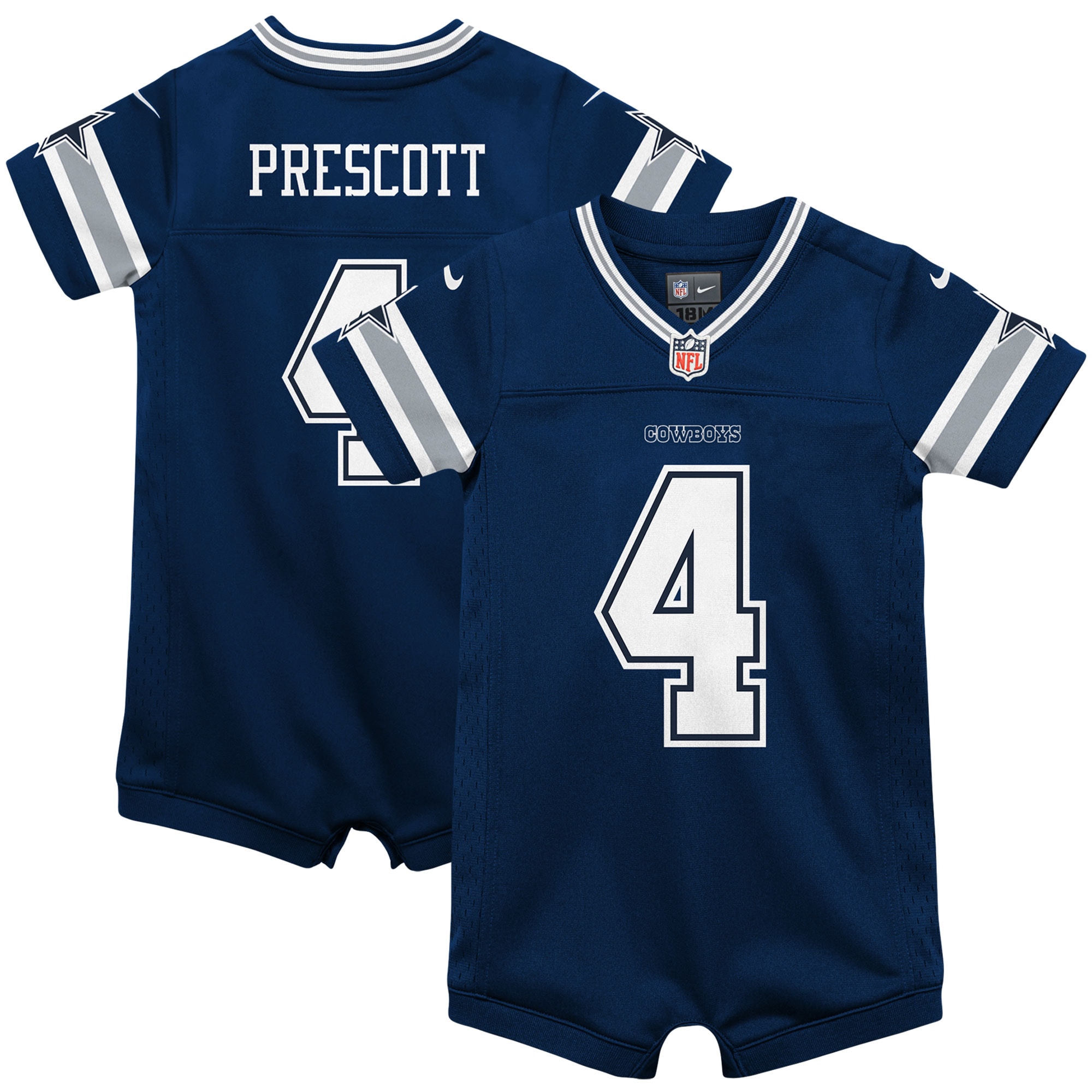 Infant Dallas Cowboys Dak Prescott Navy Game Romper NFL Jersey Men's