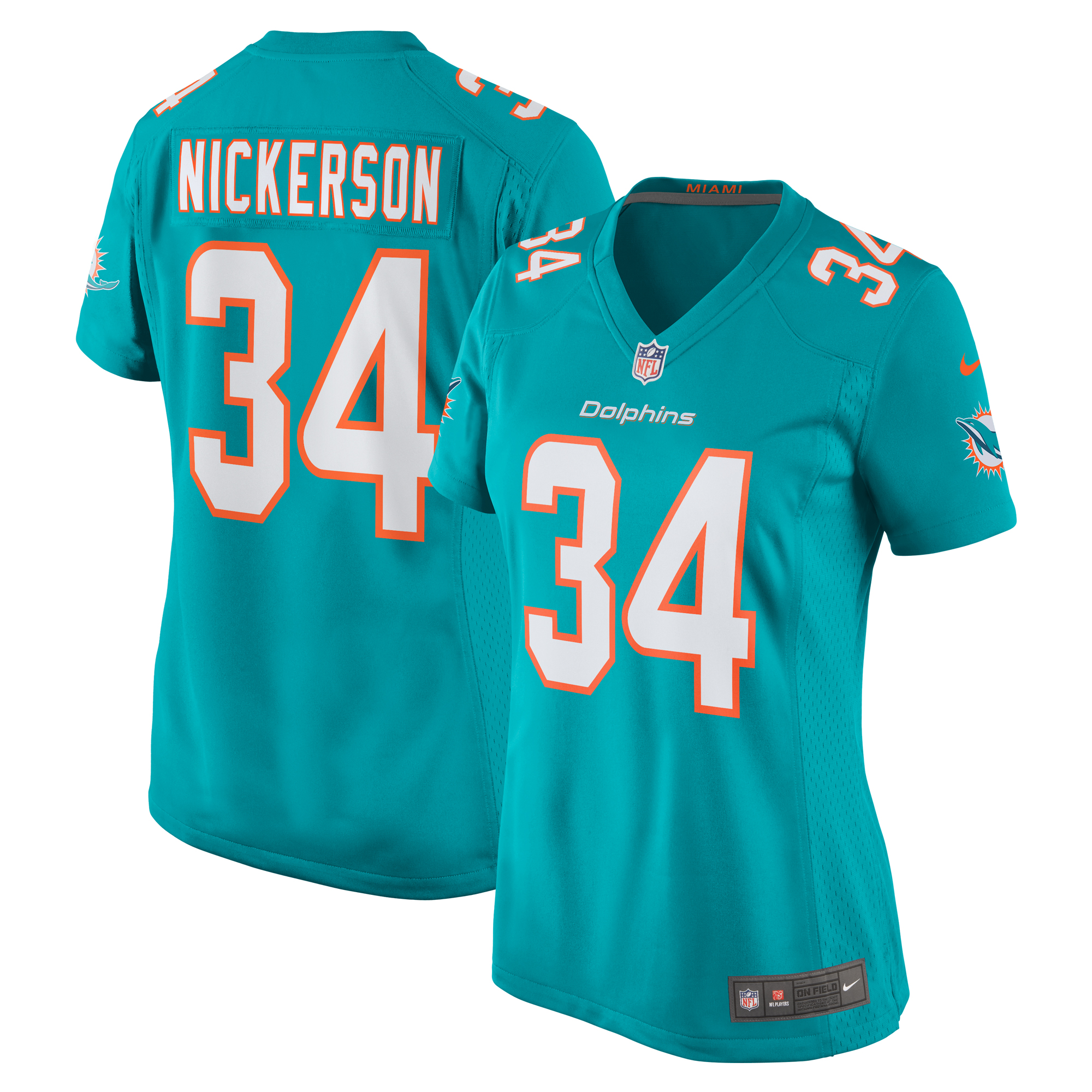 Miami Dolphins Parry Nickerson Aqua Team Game NFL Jersey Women's