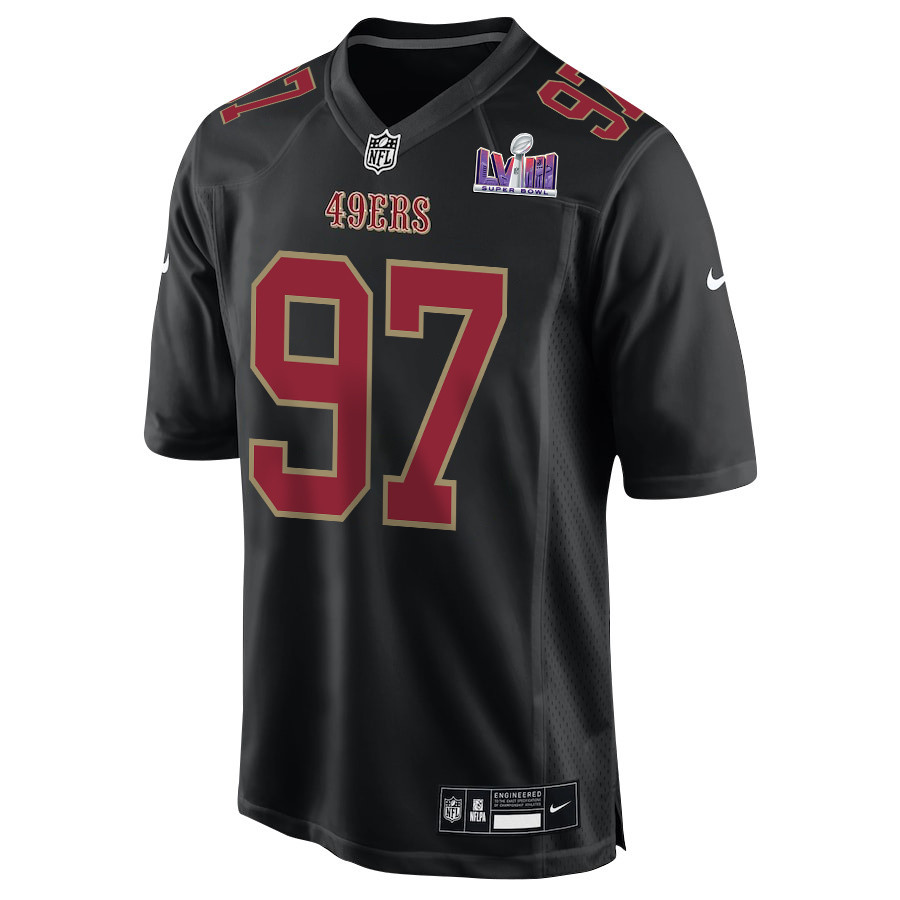 Nick Bosa 97 San Francisco 49ers Super Bowl LVIII Patch Fashion Game Carbon Black NFL Jersey Men's