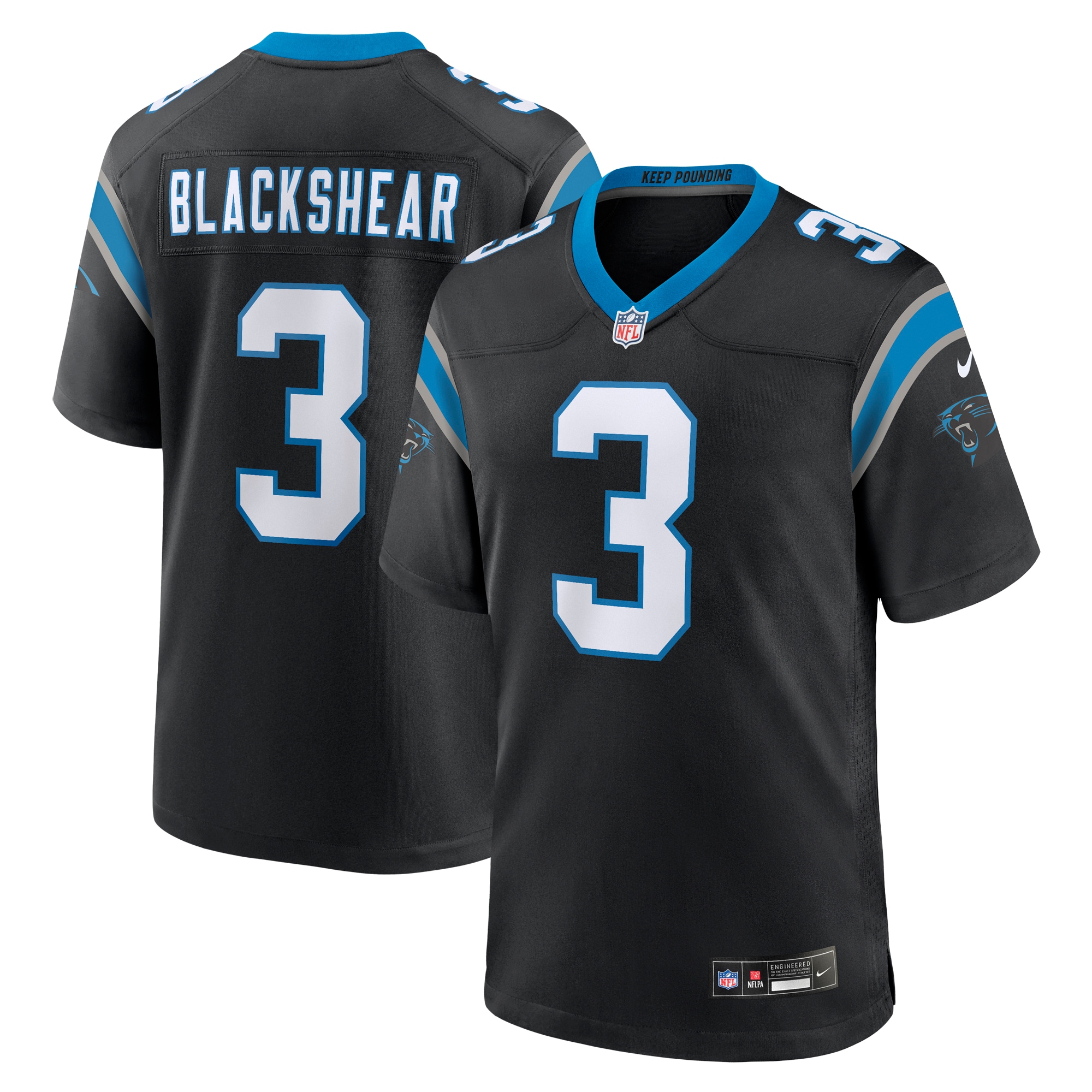 Carolina Panthers Raheem Blackshear Black Team Game NFL Jersey Men's
