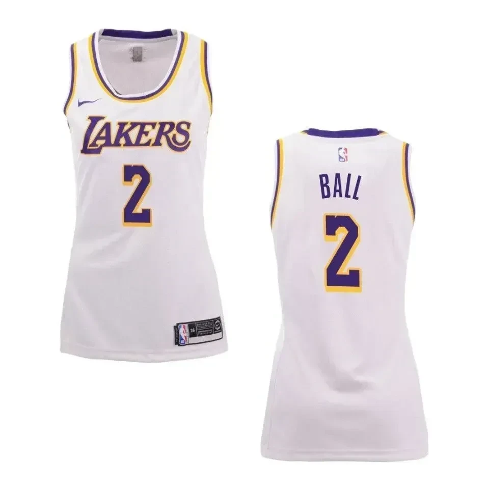 Los Angeles Lakers 2 Lonzo Ball Association Swingman White NBA Jersey Women's