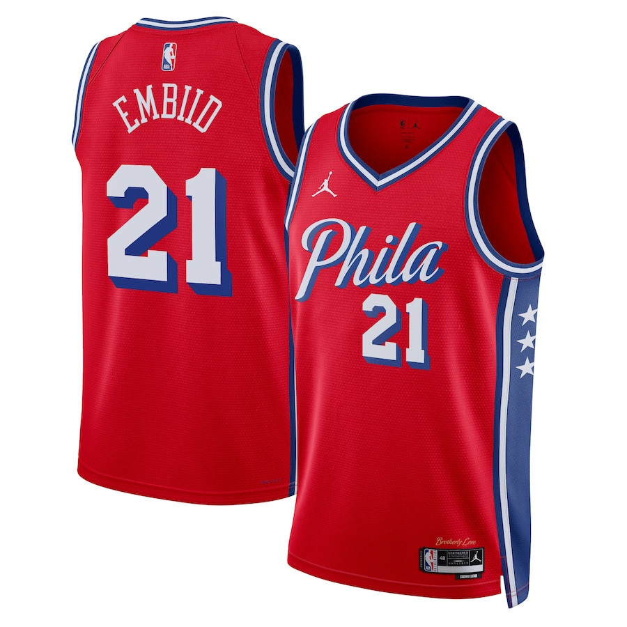 Joel Embiid 21 Philadelphia 76ers Unisex Swingman Statement Edition Red NBA Jersey Unisex
