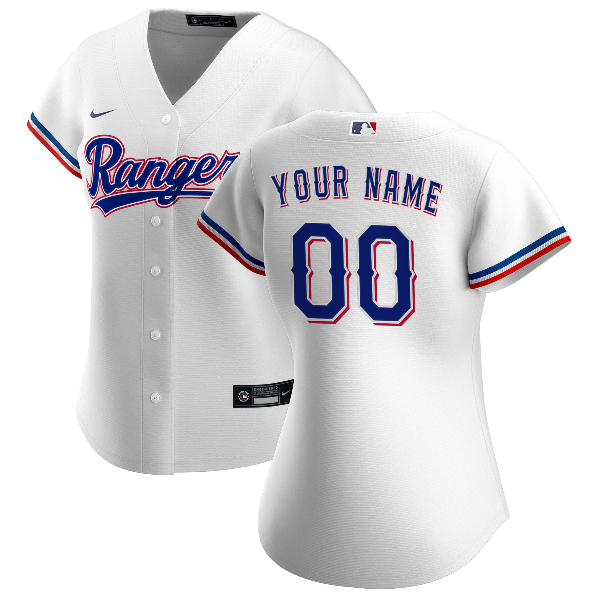 Texas Rangers White Home Custom MLB Jersey Women's
