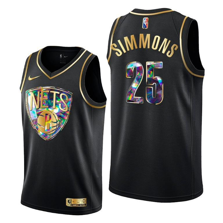Ben Simmons 10 Brooklyn Nets Diamond Logo Black NBA Jersey Men's