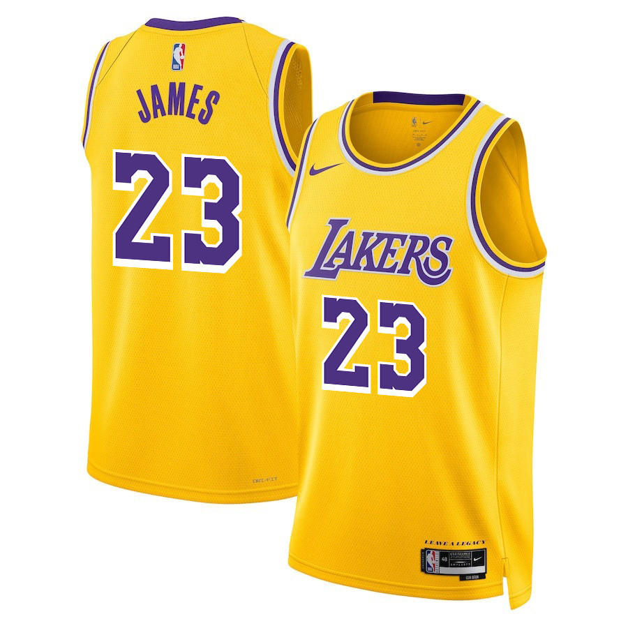 Lebron James 23 Los Angeles Lakers Icon Edition Swingman Gold NBA Jersey Men's