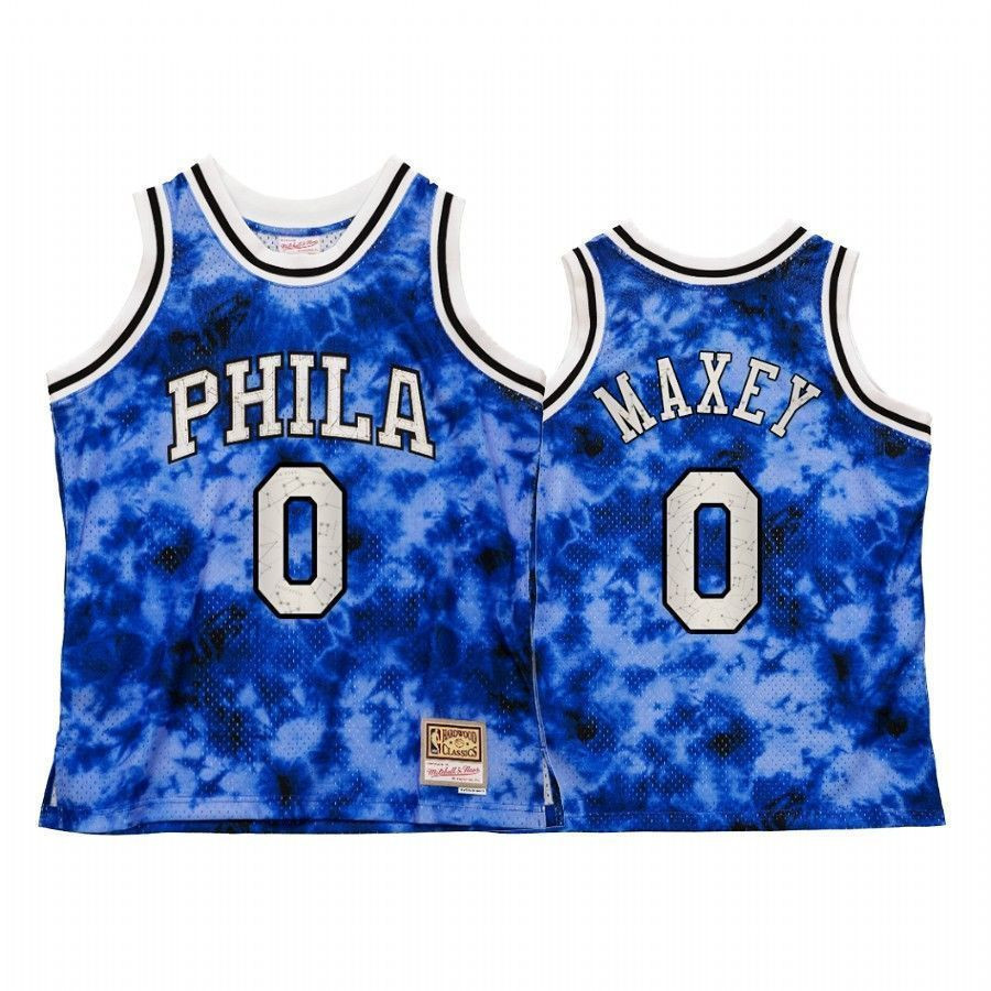 Philadelphia 76ers Tyrese Maxey Galaxy Constellation Royal Vintage NBA Jersey Men's