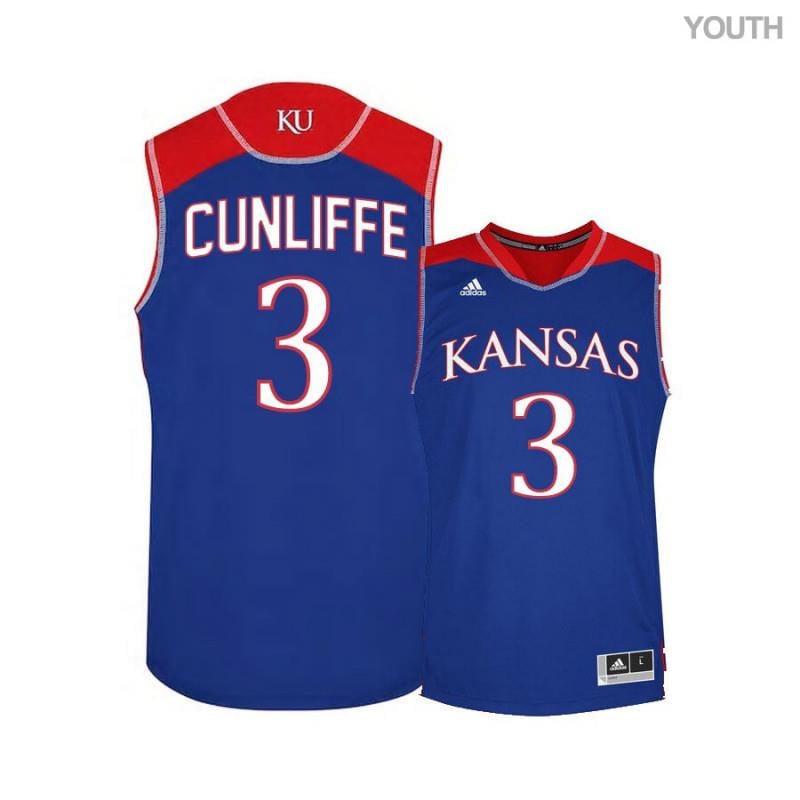 3 Sam Cunliffe Blue Kansas Jayhawks NCAA Jersey Youth