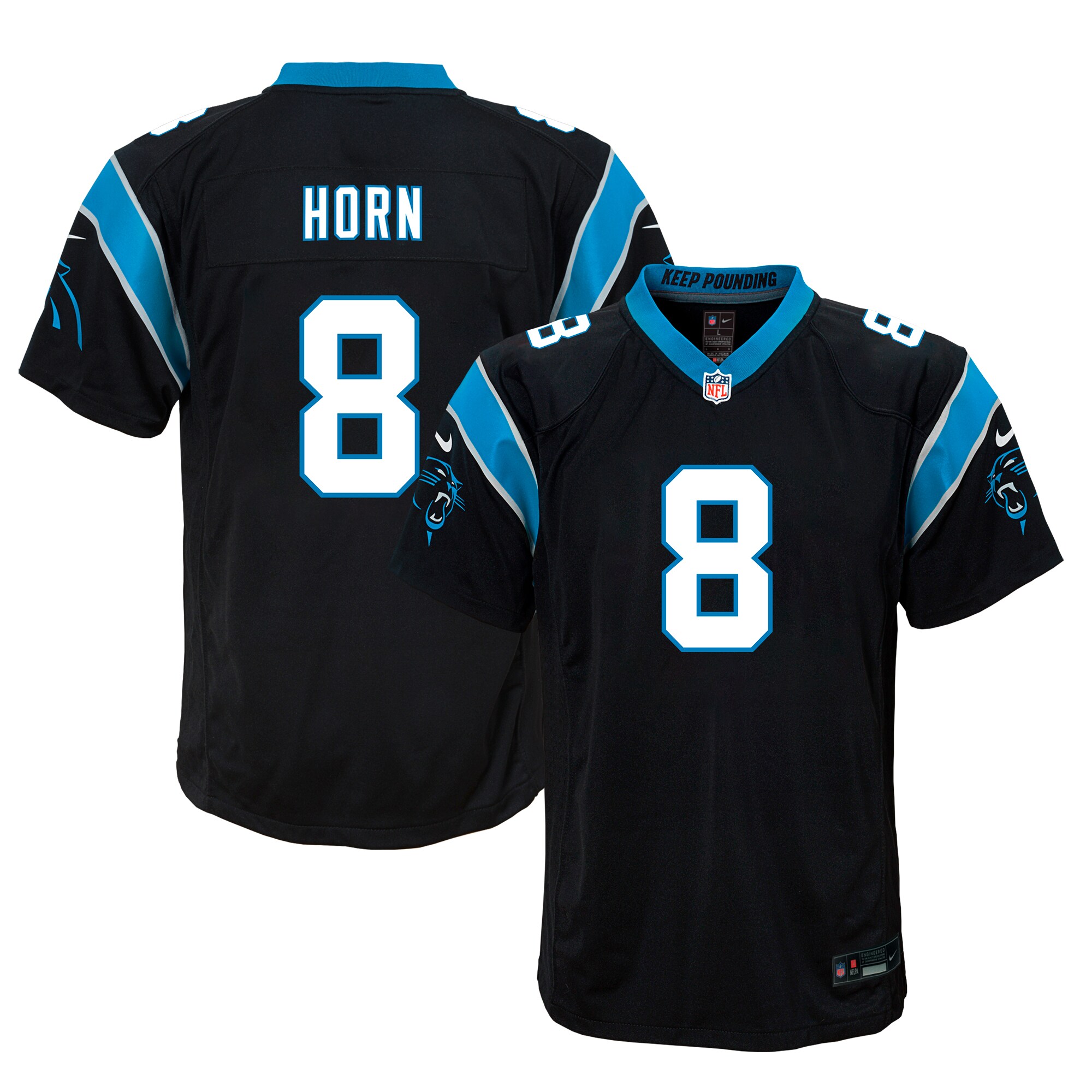 Carolina Panthers Jaycee Horn Black Game NFL Jersey Youth