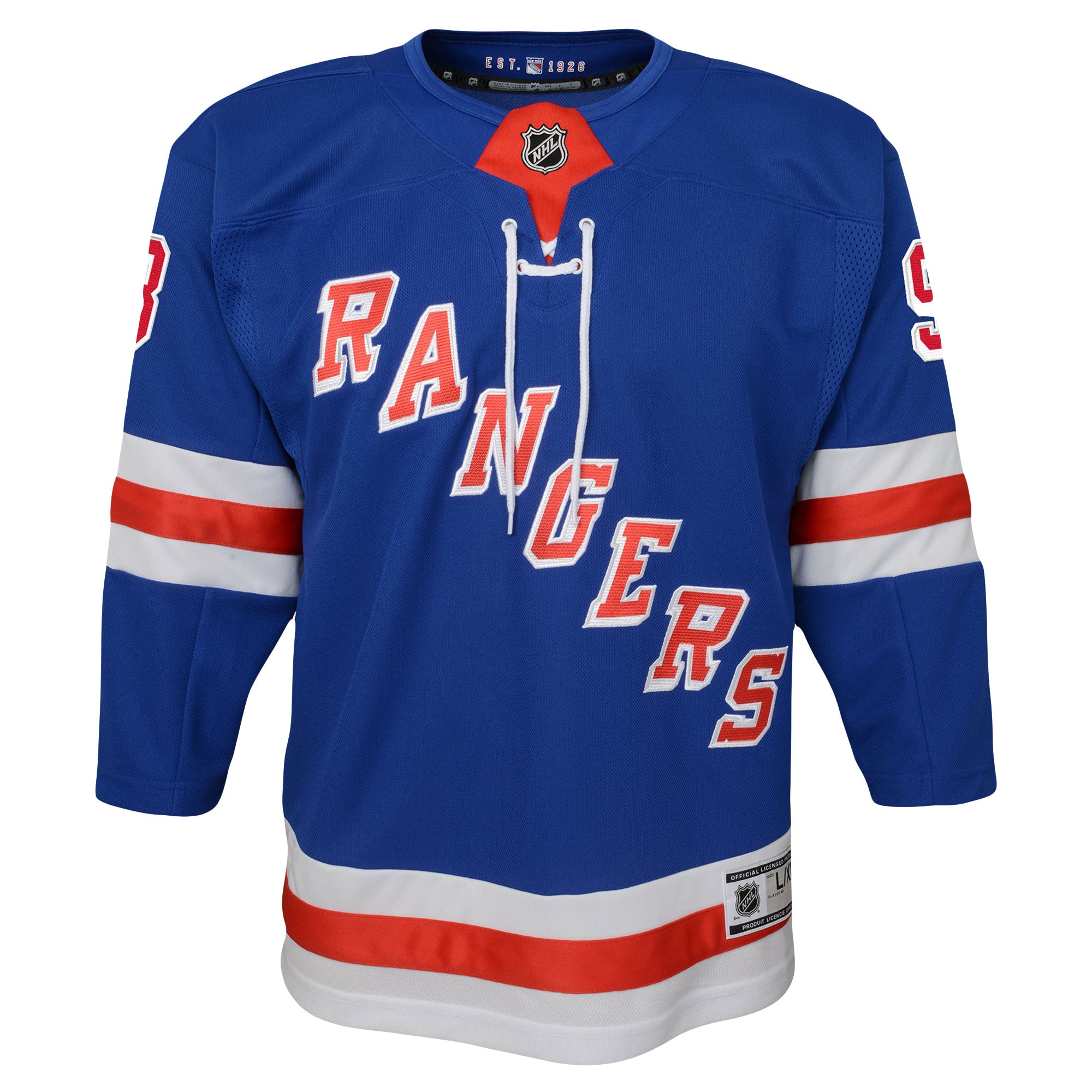 New York Rangers Mika Zibanejad Blue Home Premier Player NHL Jersey Youth