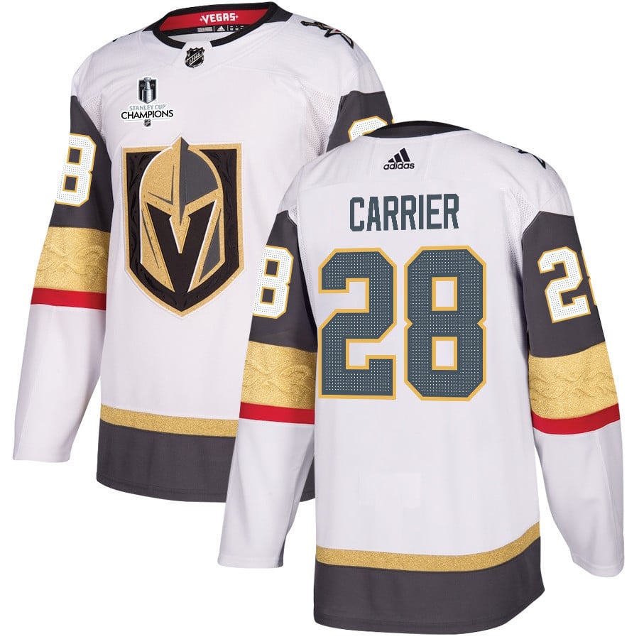 William Carrier 28 Vegas Golden Knights Stanley Cup 2023 Champions Patch Away Breakaway White NHL Jersey Men's