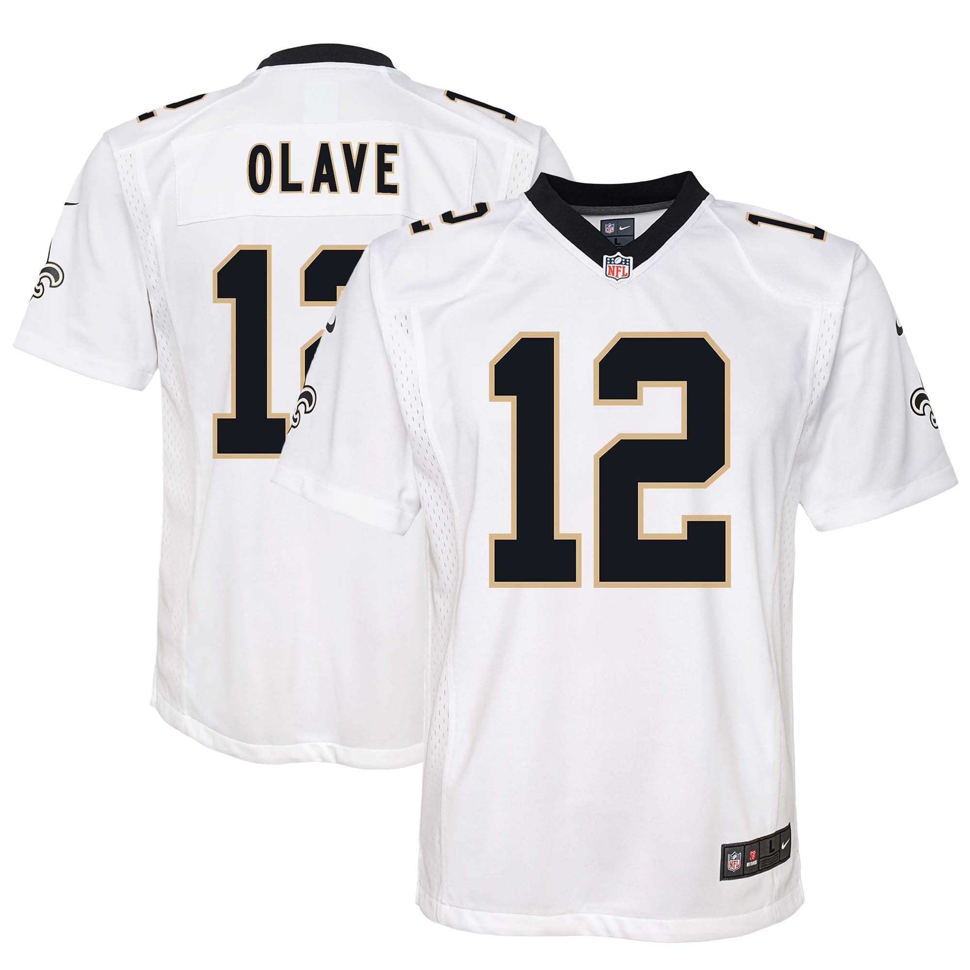 New Orleans Saints Chris Olave White Game NFL Jersey Youth