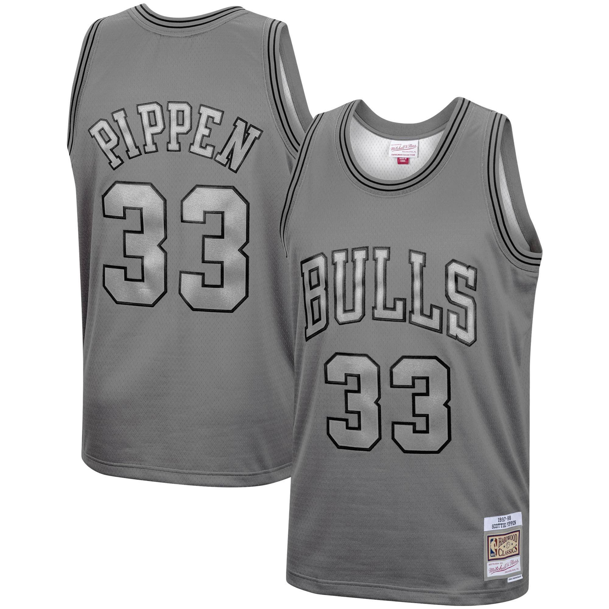 Scottie Pippen Chicago Bulls Mitchell Ness Hardwood Classics Retired Player 1997/98 Metal Works Swingman ??Charcoal NBA Jersey Men's