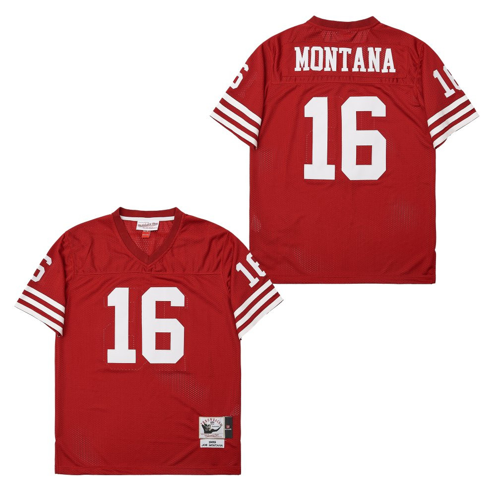 Joe Montana 16 San Francisco 49ers Throwback Red NFL Jersey Men's