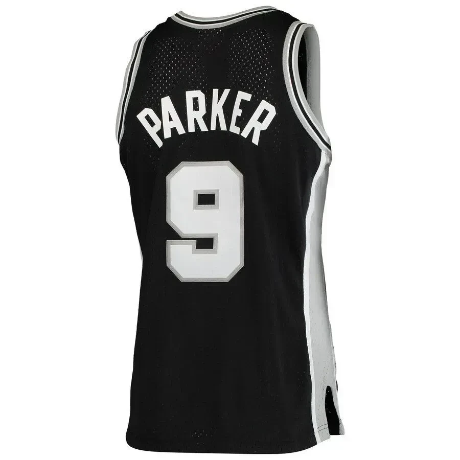 Tony Parker 9 San Antonio Spurs Mitchell Ness 2001-02 Hardwood Classics Swingman Black NBA Jersey Men's