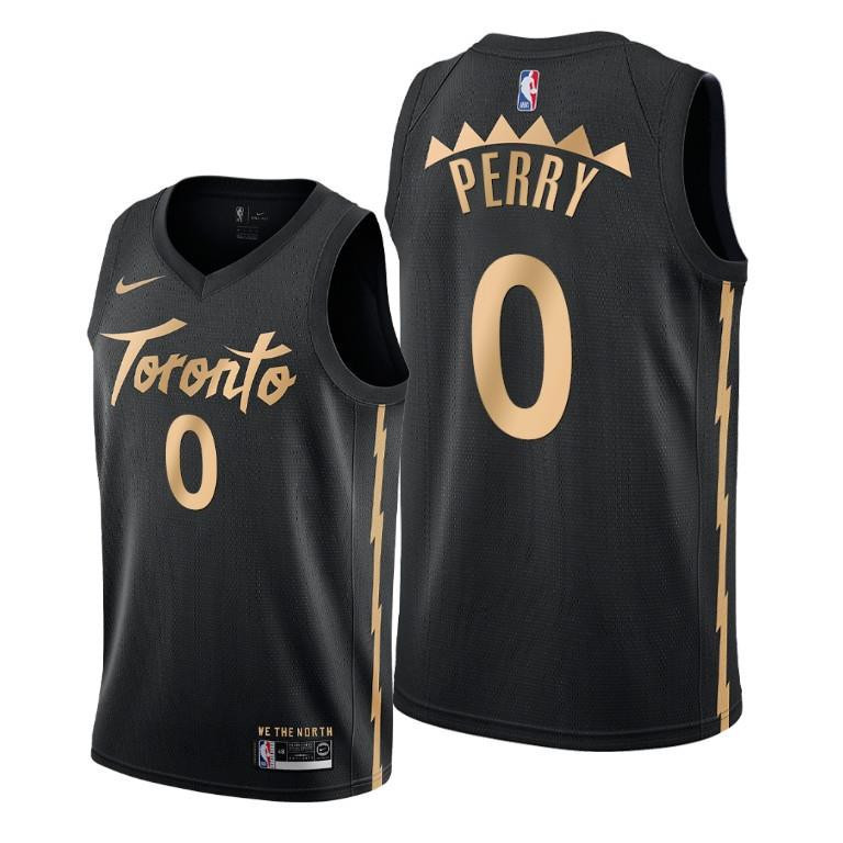 Reggie Perry Toronto Raptors Black City Edition 0 NBA Jersey Men's