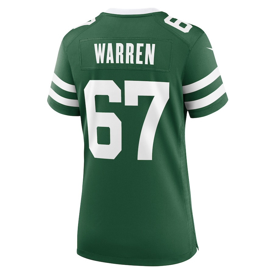 Carter Warren 67 New York Jets Team Game Legacy Green NFL Jersey Women's