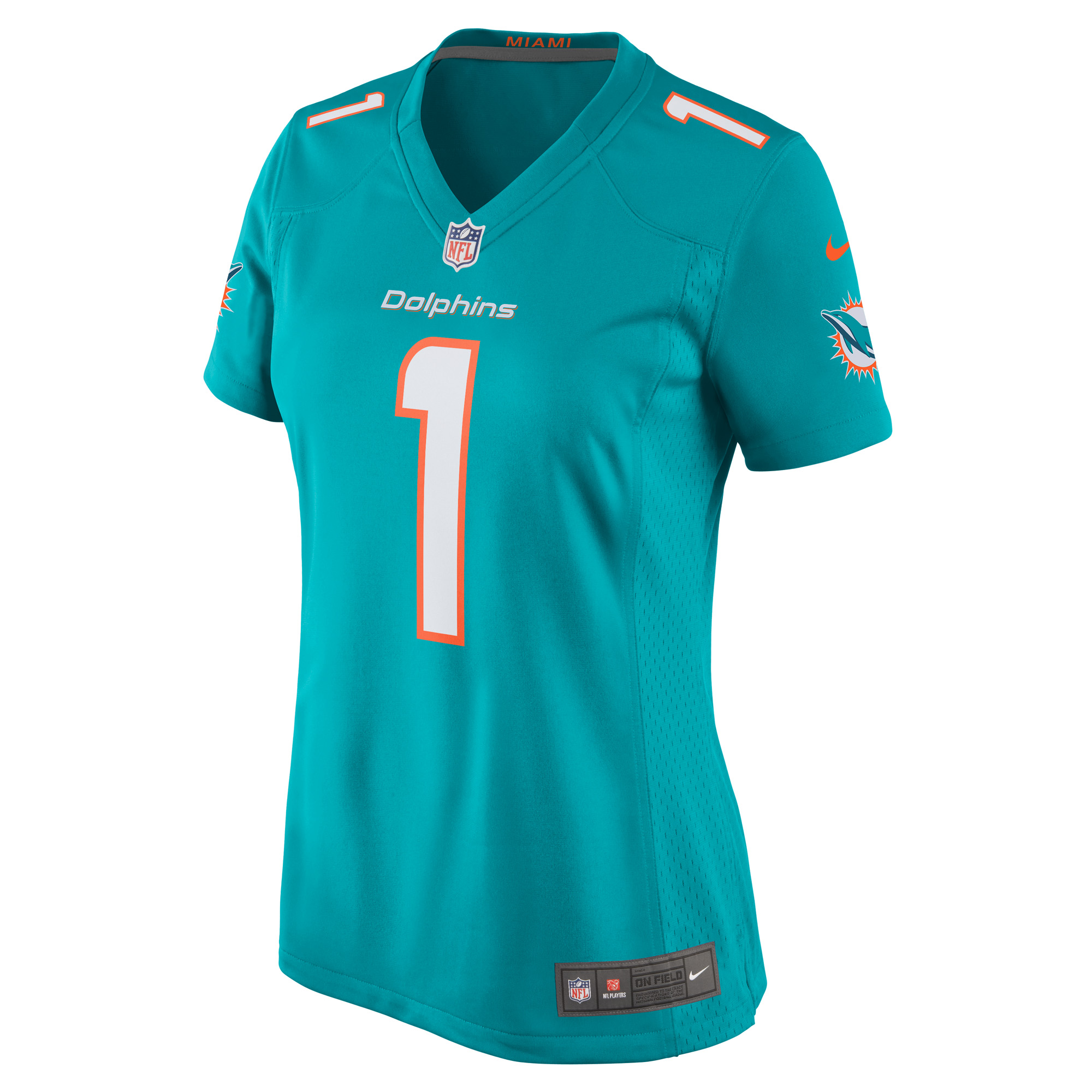 Miami Dolphins Number 1 Bride Aqua Game NFL Jersey Women's