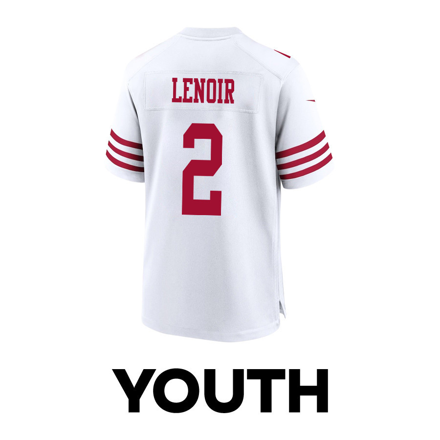 Deommodore Lenoir 2 San Francisco 49ers Super Bowl LVIII Patch Game White NFL Jersey Youth