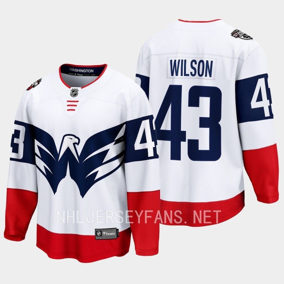 Tom Wilso 43 Washington Capitals 2023 Stadium White Primegreen NHL Jersey Men's