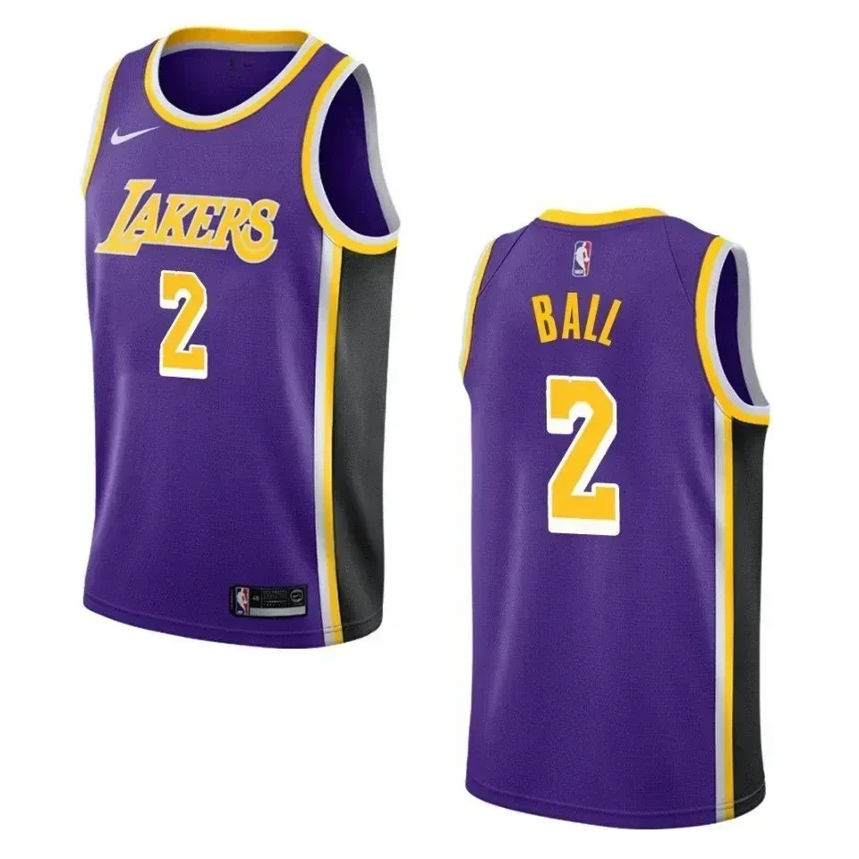 Los Angeles Lakers 2 Lonzo Ball Statement Swingman Purple NBA Jersey Men's
