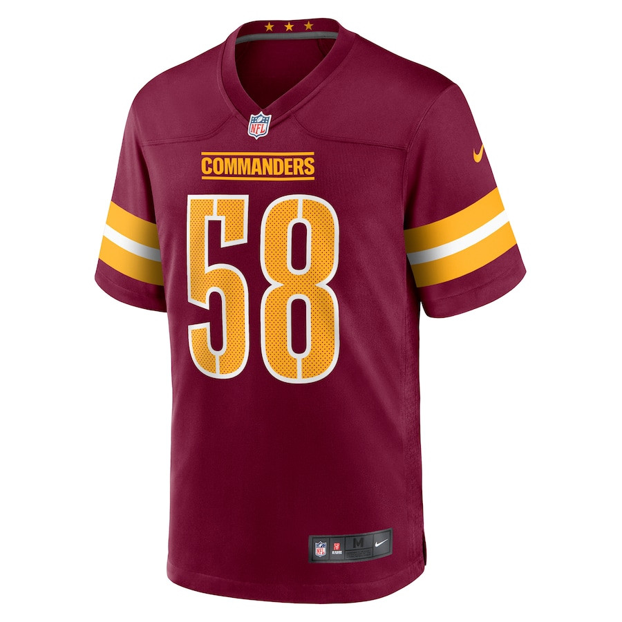 Jordan Magee 58 Washington Commanders Game Burgundy NFL Jersey Men's