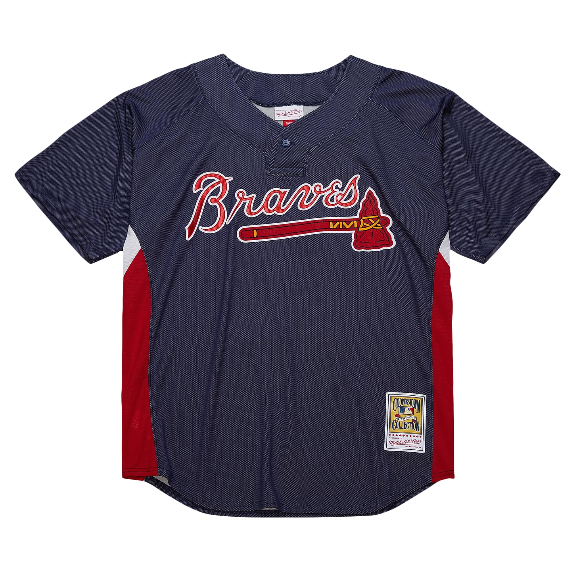 Atlanta Braves John Smoltz Mitchell Ness Navy Cooperstown Collection Mesh Batting Practice MLB Jersey Men's