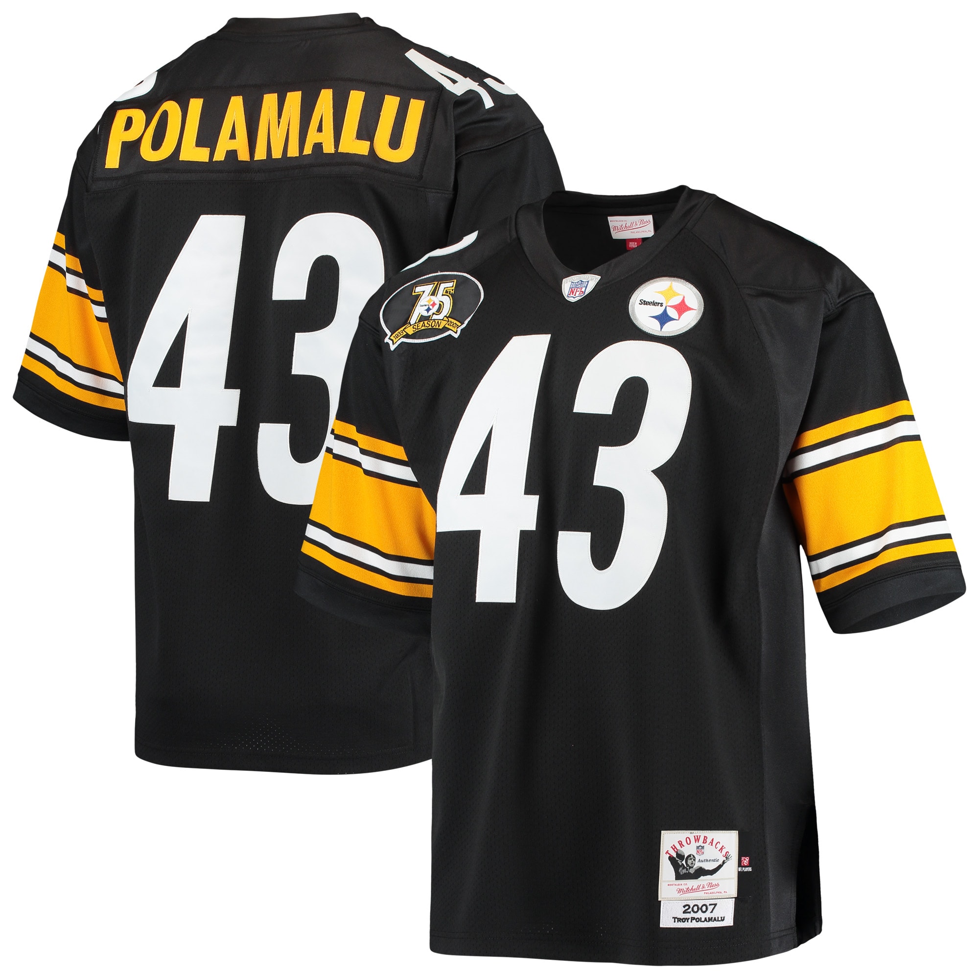 Troy Polamalu Pittsburgh Steelers 2007 Mitchell & Ness Authentic Throwback Retired Player Jersey - Black