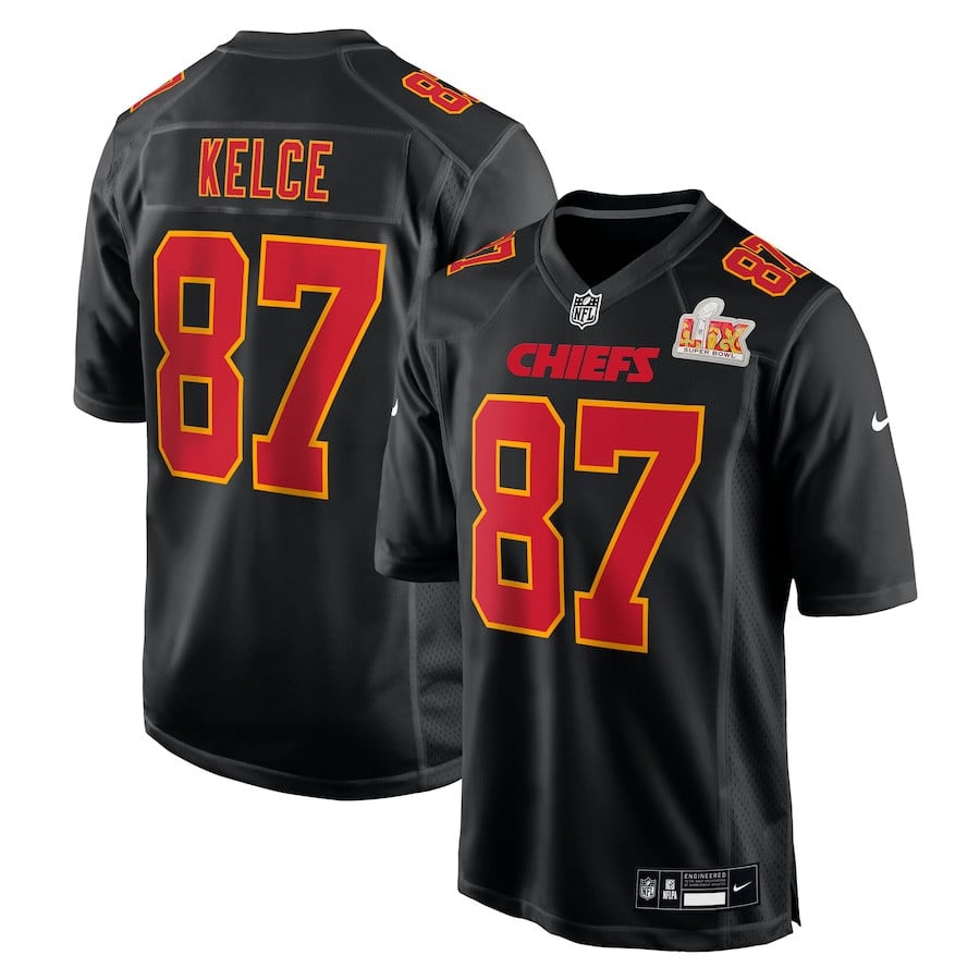 Travis Kelce 87 Kansas City Chiefs Super Bowl LIX Fashion Game Carbon Black NFL Jersey Men's