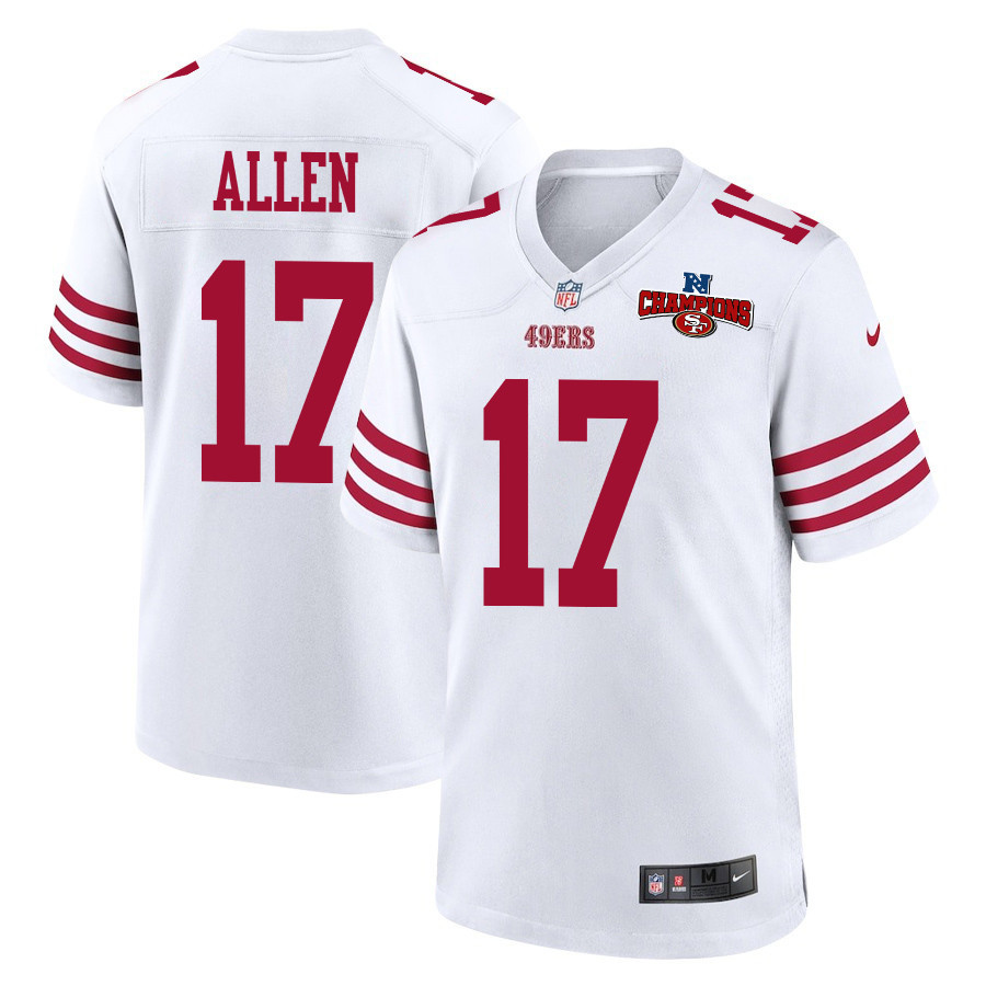 Brandon Allen 17 San Francisco 49ers NFC Champions Patch Game White NFL Jersey Men's