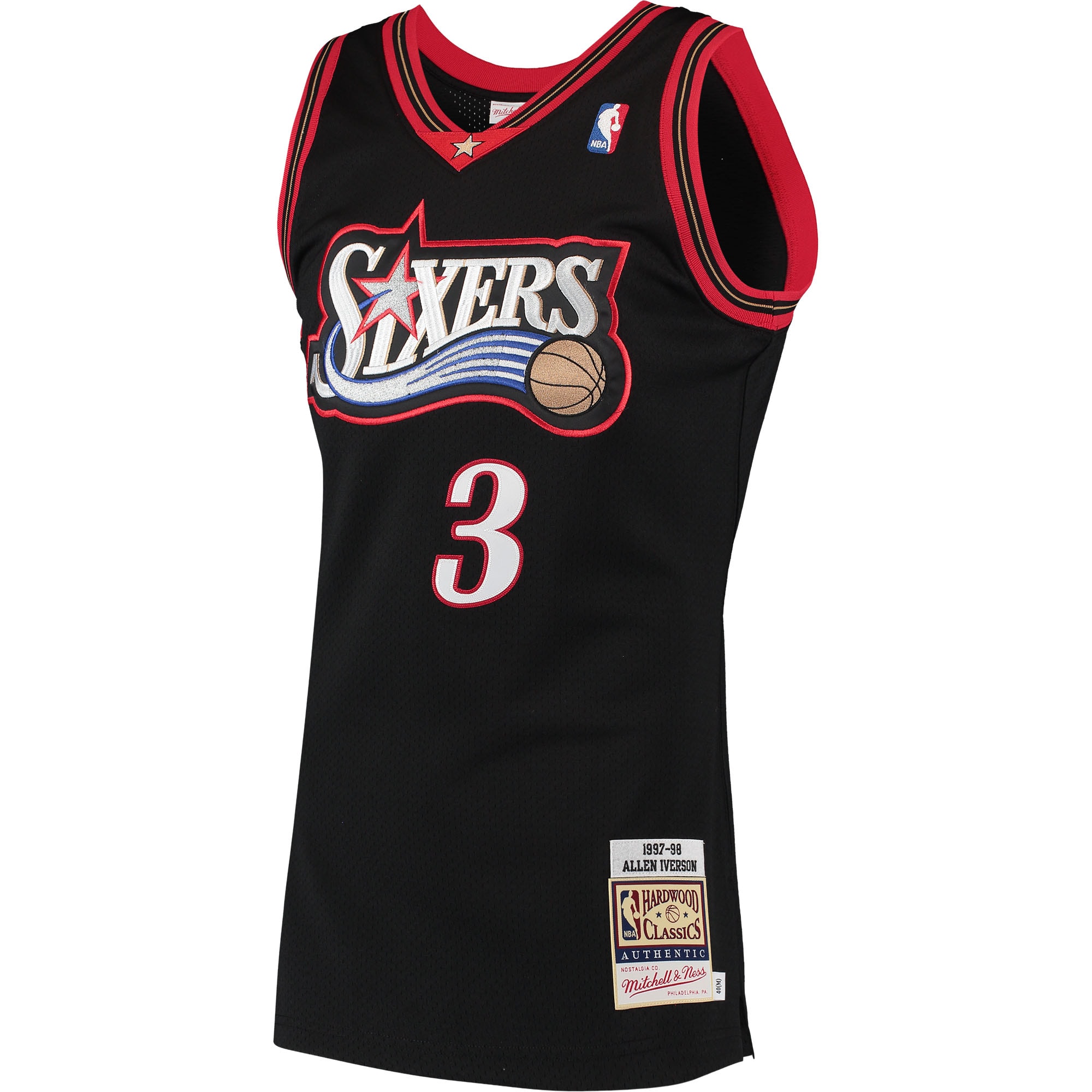 Mitchell Ness Allen Iverson Black Philadelphia 76ers 1997 Hardwood Classics NBA Jersey Men's
