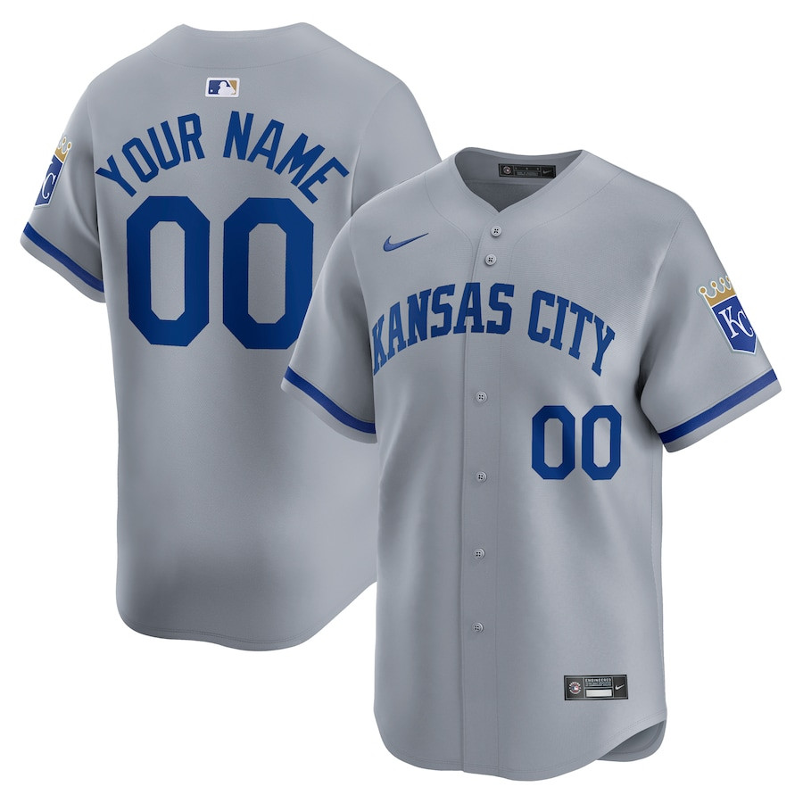 Kansas City Royals Away Limited Custom Gray MLB Jersey Men's