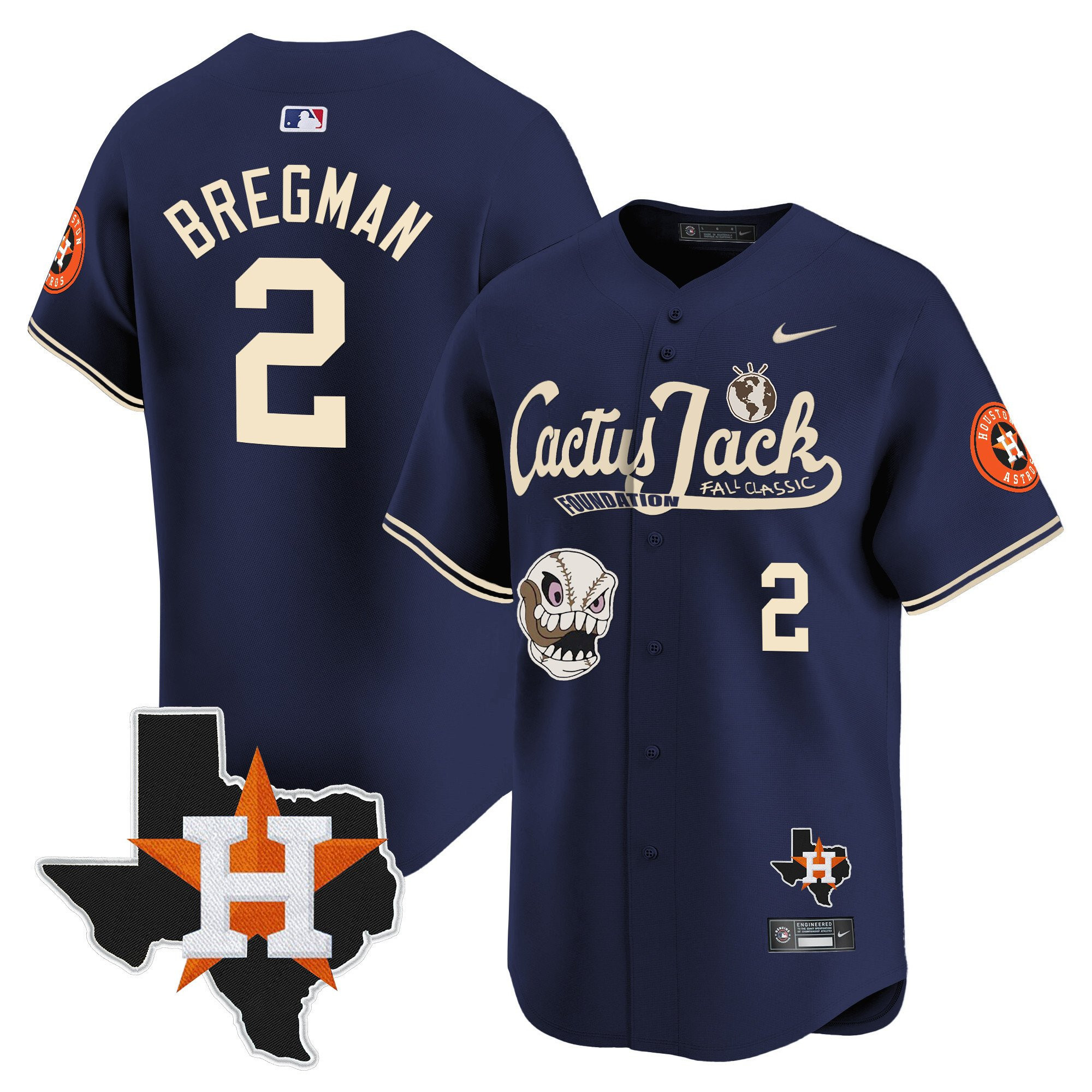 Alex Bregman 2 Houston Astros Cactus Jack Foundation Fall Classic Limited Men MLB Jersey Men's